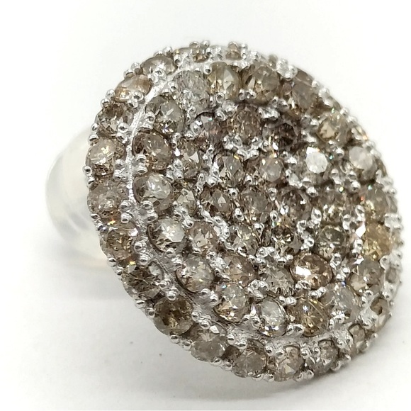 Gorgeous 2ct Pierced Natural Diamond Pave Cluster 18k White Gold Disc Earrings - Picture 2 of 4